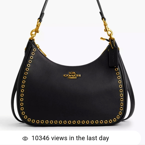 New! Coach Teri Hobo Bag with Grommets in Brass/Black - Picture 1 of 5